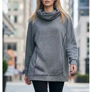 Soho Sports Gray Knit Cowl Neck Pullover Sweater Women's Size XL Long Sleeve